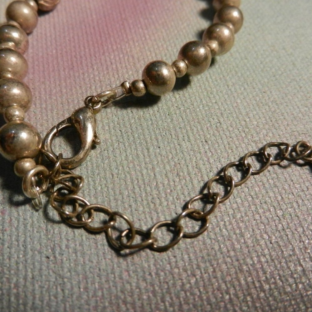 VTG hearts a'gogo silver necklace long silver tone filigree beaded pendant heart - Picture 12 of 16